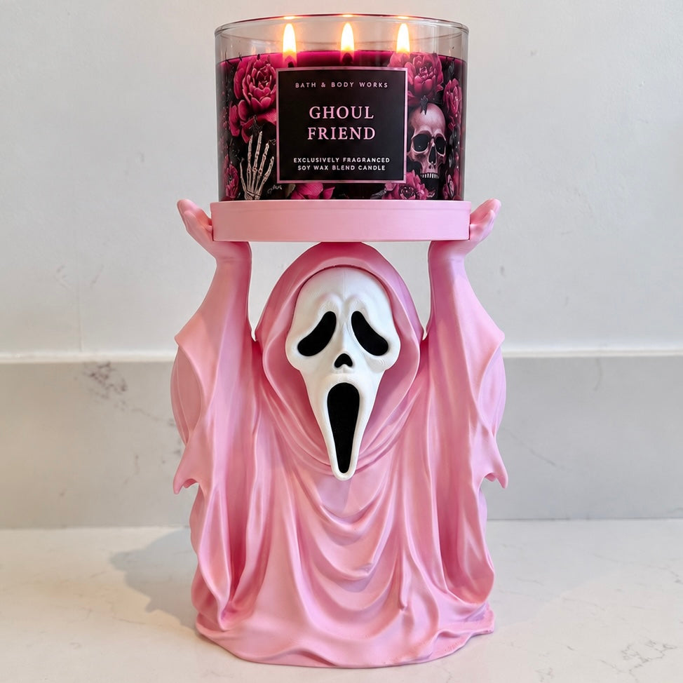 Ghostface Scream 3-wick candle holder Pink