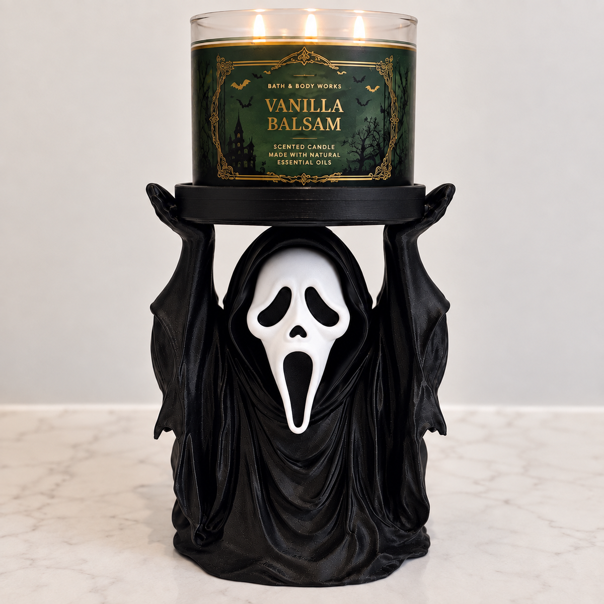 Ghostface Scream 3-wick candle holder
