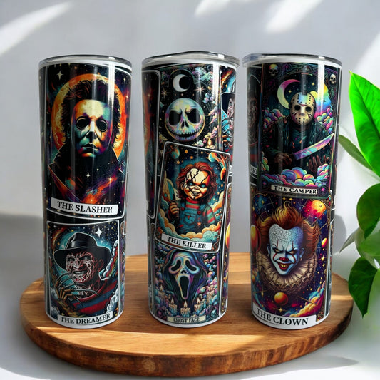 Horror Characters Tarot Cards Tumbler