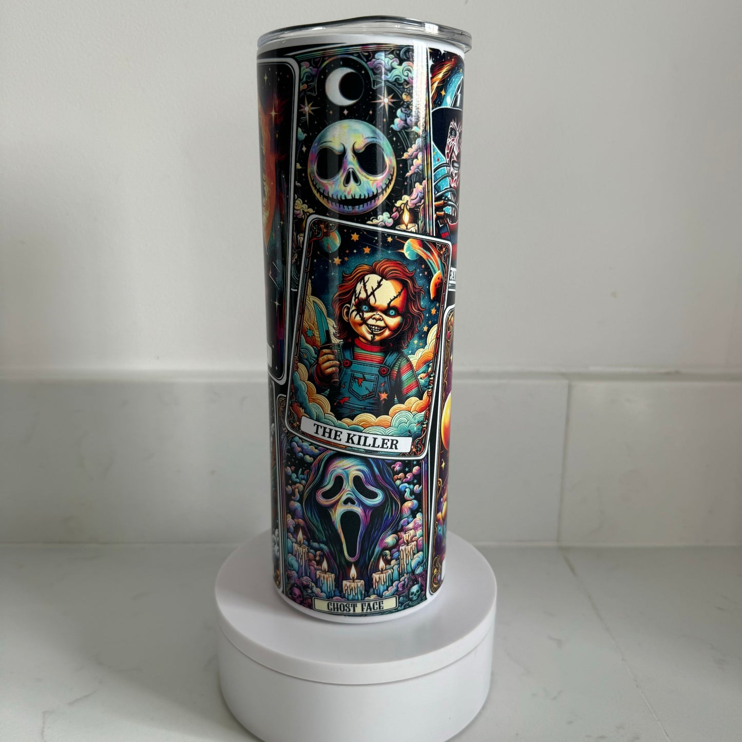 Horror Characters Tarot Cards Tumbler