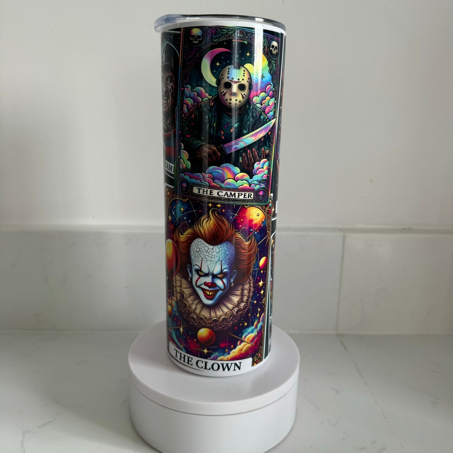 Horror Characters Tarot Cards Tumbler